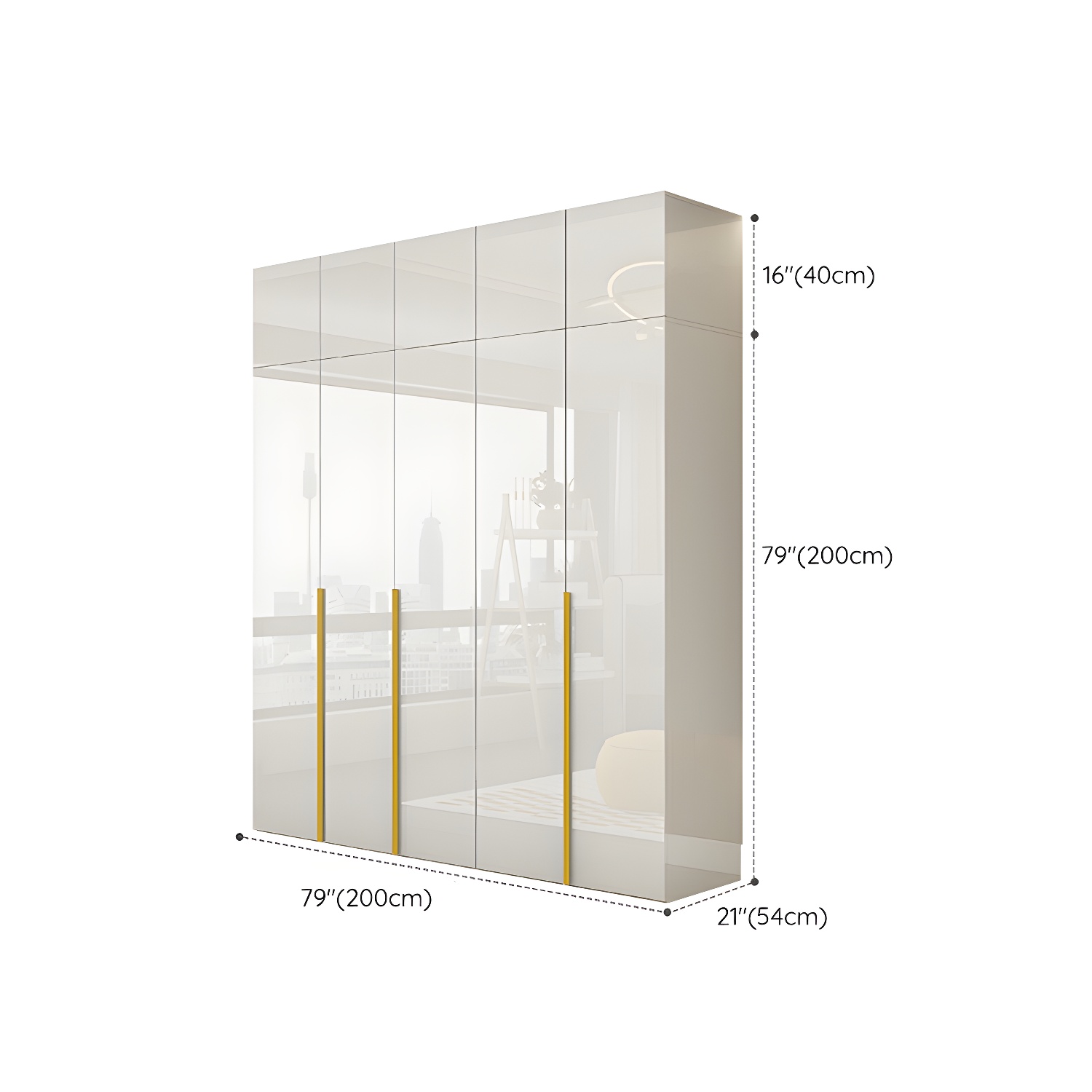 White Modern Style Wardrobe Cabinet Engineered Wood with Garment Rod - image 28