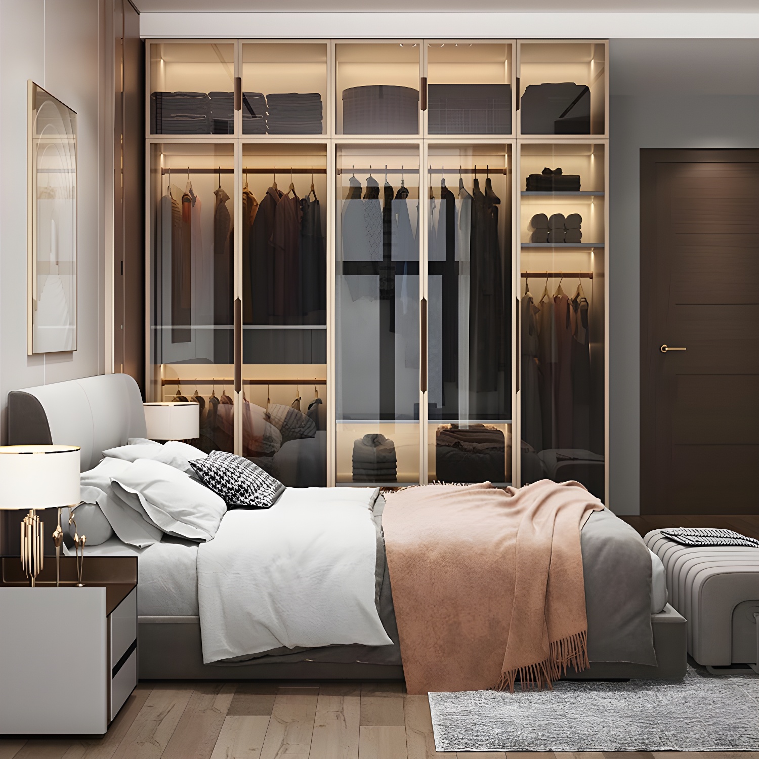 White Colour Wardrobe Armoire Contemporary Style Wooden Wardrobe Closet for Bedroom - image 3