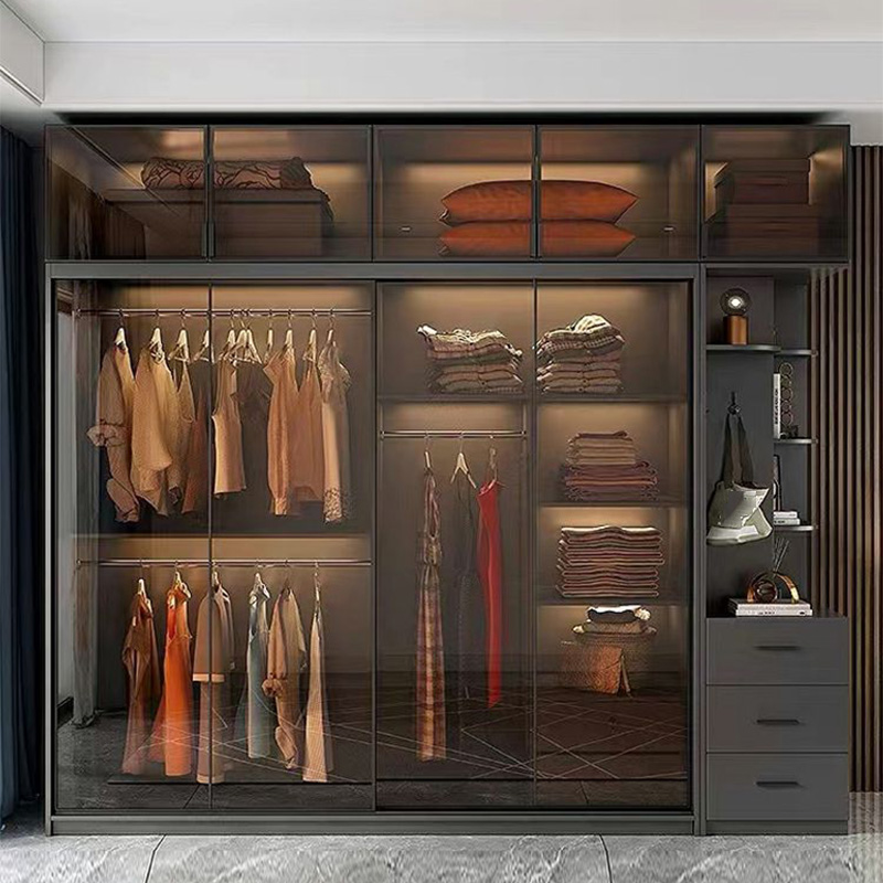 Trendy Charcoal Interior Shelves with Soft Close Drawer and Soft Close Door Timber Cabinet Armoire