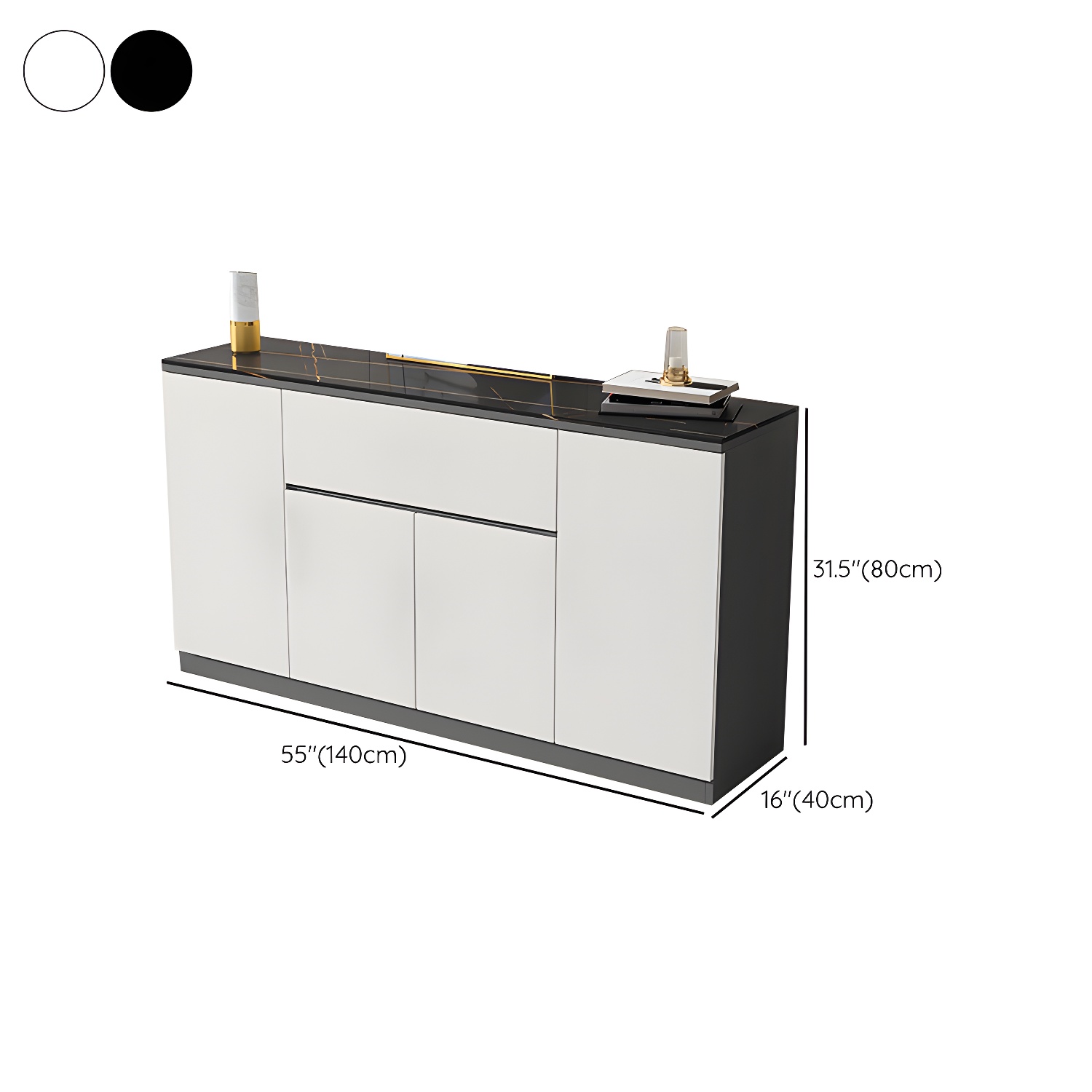 Contemporary Stone Top Sideboard Cabinet with Drawer and Door - image 10