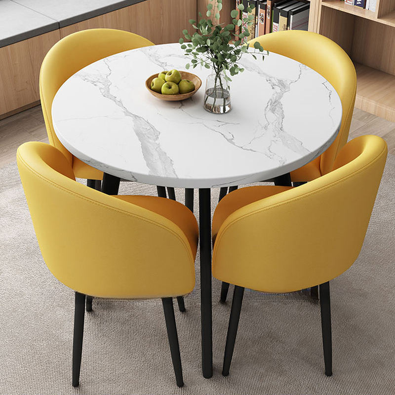 Circular Manufactured Wood Dining Table Set with Upholstered Back, Padded Chair, Arms, Seats 4 - image 15