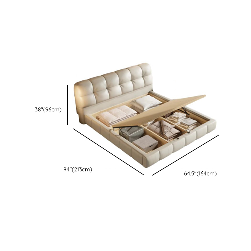 Beige Solid Color Storage Bed with 3 Storage Boxes, Pine Wood Frame, and Button-tufted Design for Living Room - image 10