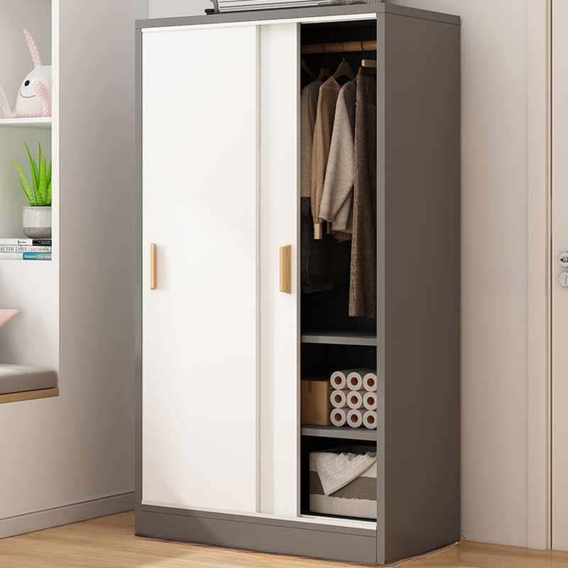 Modern Reclaimed Wood Wardrobe Armoire with Soft Close Door, Interior Shelves, and Hanging Rod