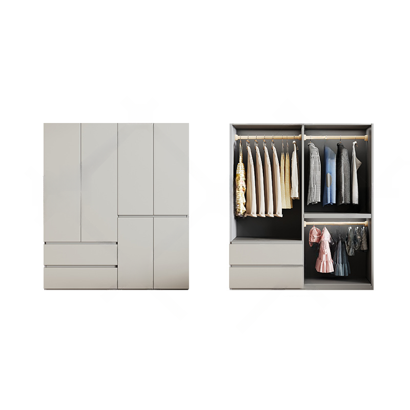 Cream Trendy Reclaimed Wood Wardrobe Armoire with Soft Close Drawer, Soft Close Door, Interior Shelves, and Clothing Rod - image 11