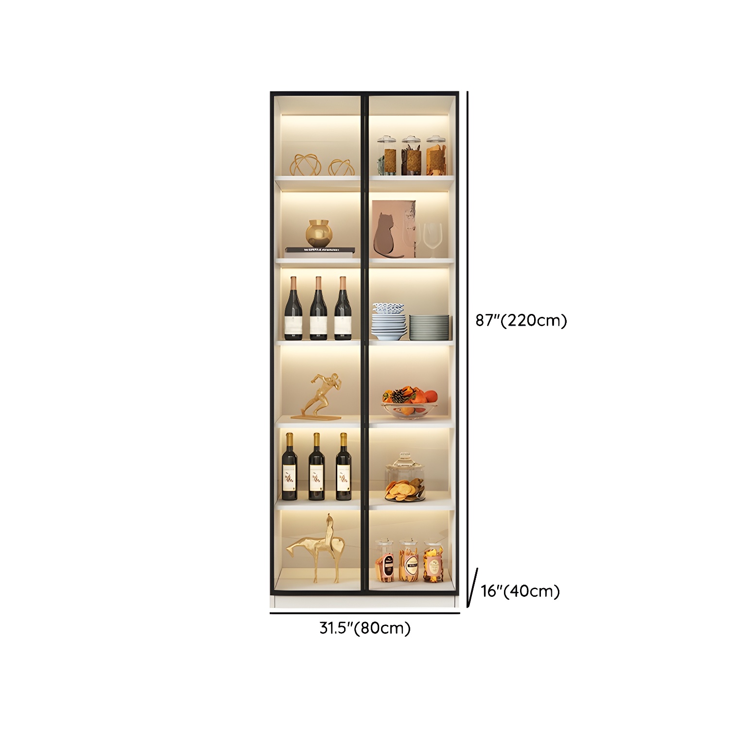 Modern White Wood Sideboard/Credenza 40cm Wide 220cm Tall - image 11