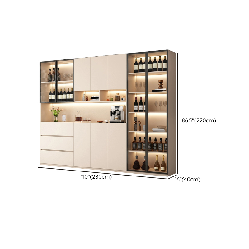 Off-White Contemporary Wood Buffet Sideboard with Cabinets and Shelves - image 30