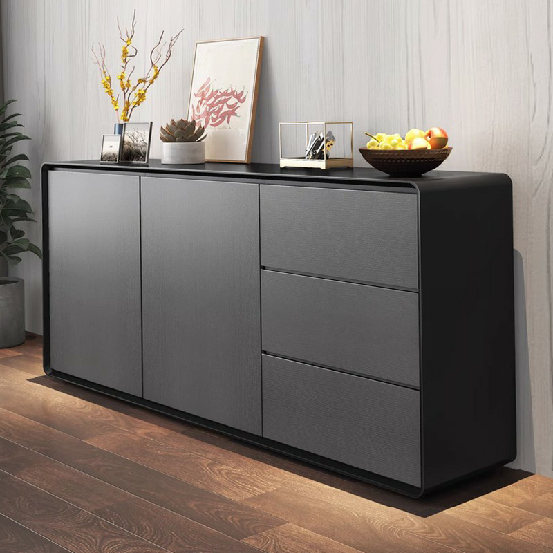 Simplistic 3 Drawers Freestanding Floor Sideboard/Server in Wood with 3 Shelves and Cabinet