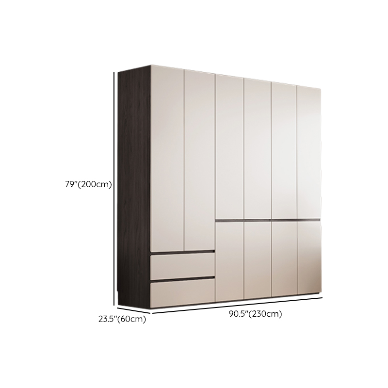 White Minimalist Manufactured Wood Independent Wardrobe Closet with Soft Close Drawer, Soft Close Door, and Interior Shelves - image 31
