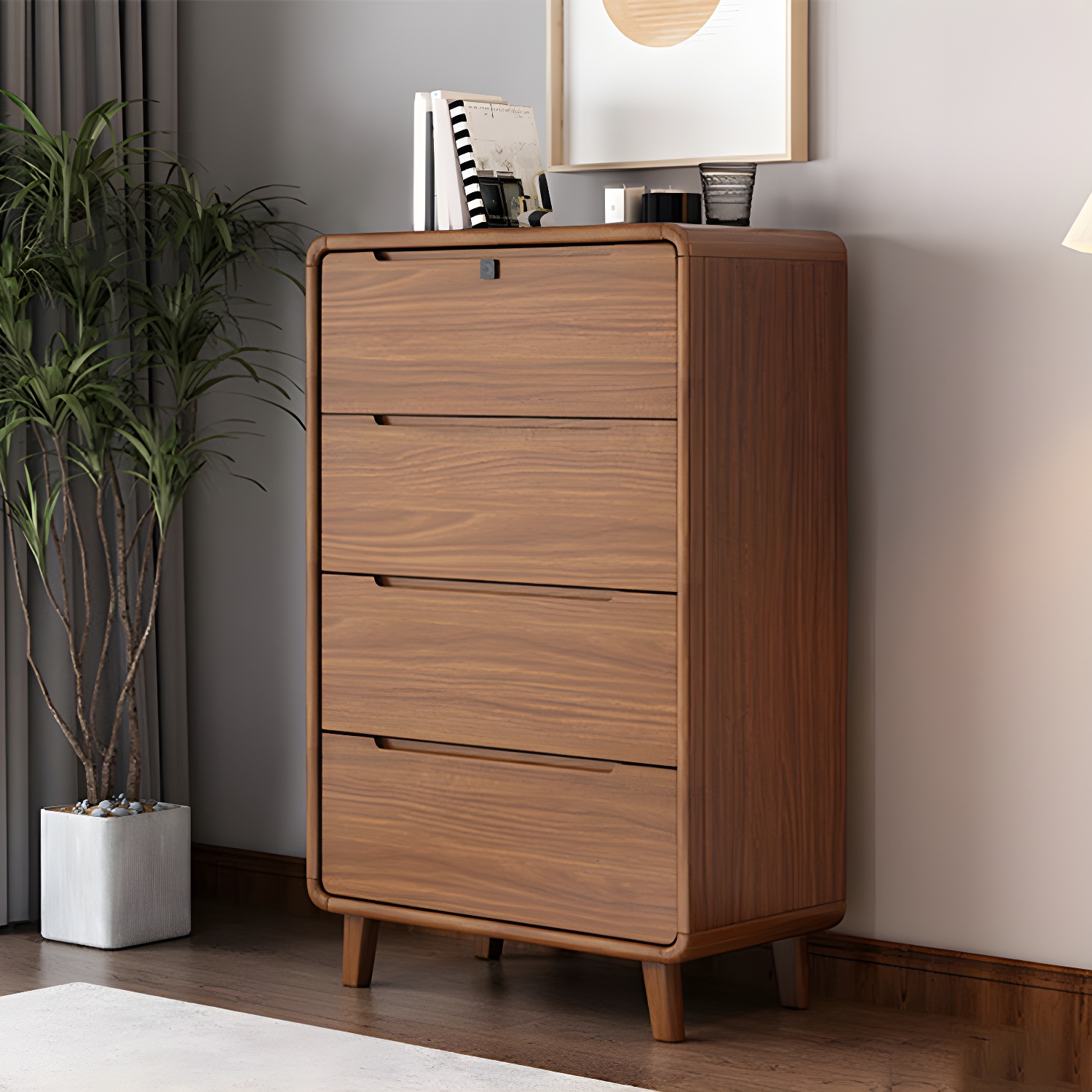 Modern Solid Wood Dresser with Narrow Profile and Drawers in Natural Finish - image 16