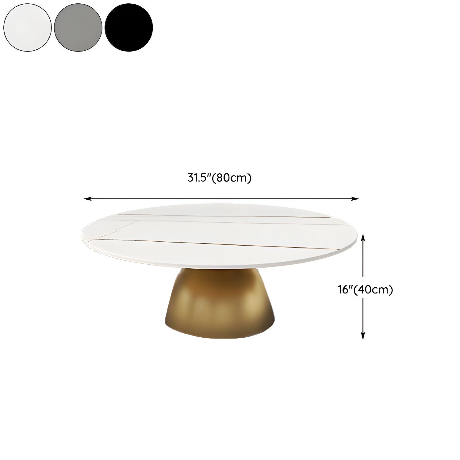 Round Stone Glam Coffee Table with Pedestal Iron Base and Built-in Storage - image 23