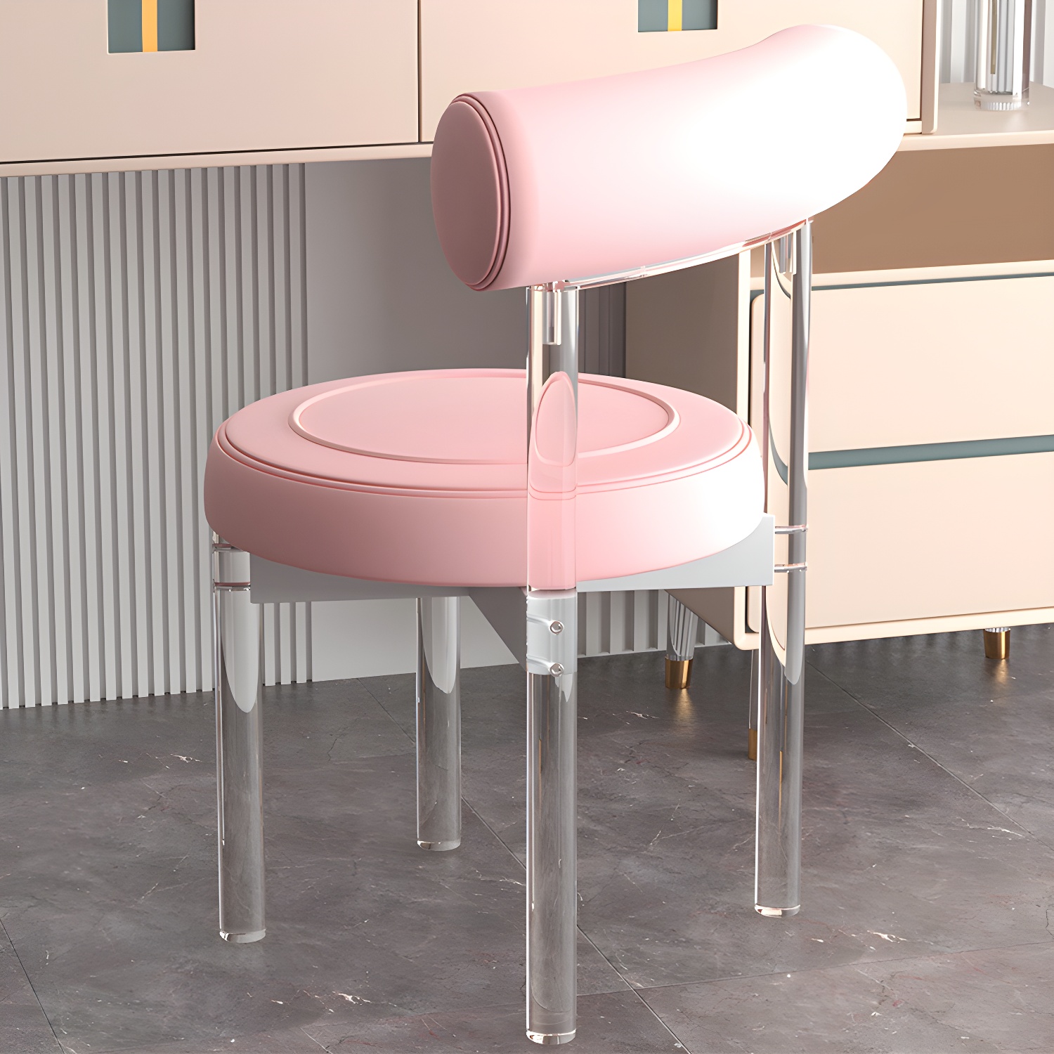 Clear Leg Modern Side Chair with Low Back and Upholstered Polyurethane Seat - image 11