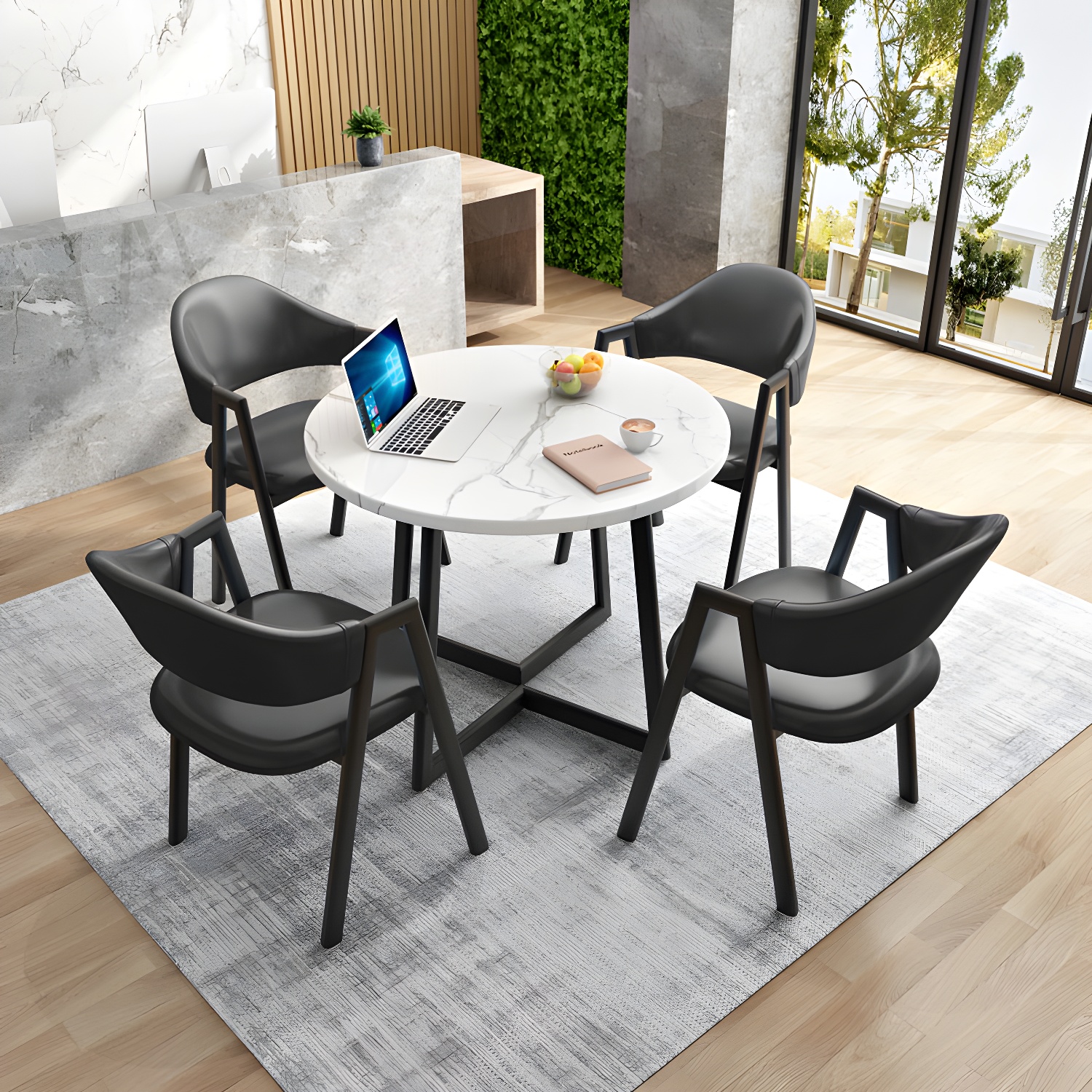 Modern Style Iron Arm Chair Open Back Dining Side Chair with Upholstered - image 14