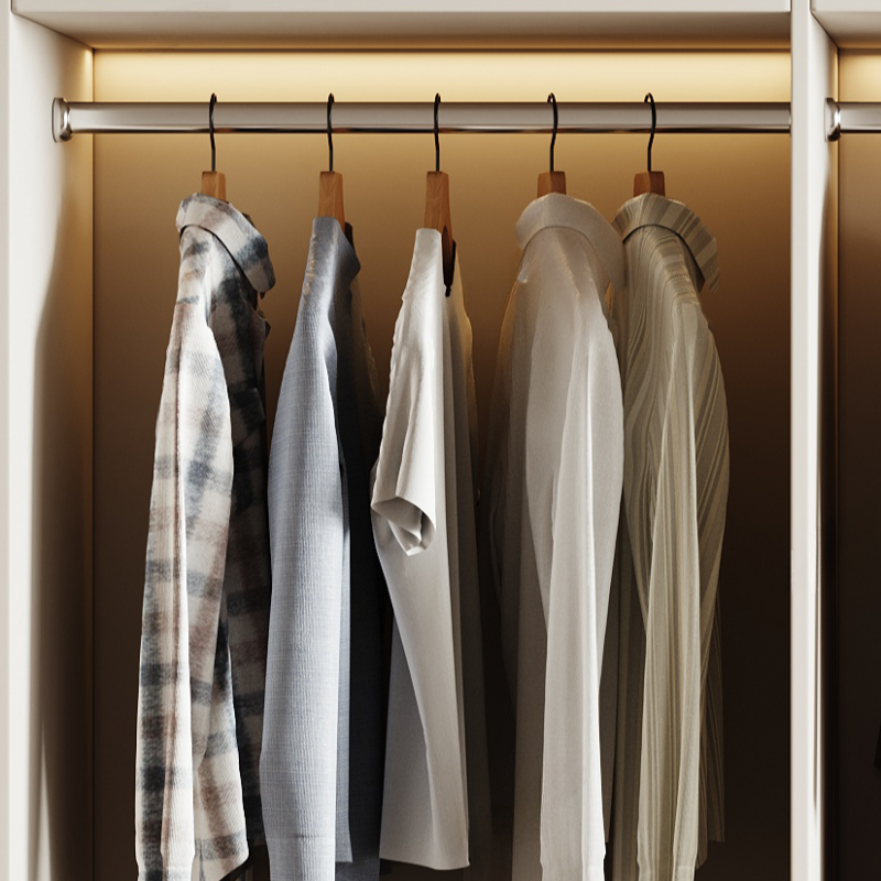 White Minimalist Pine Wood Wardrobe Closet with Soft Close Drawer, Soft Close Door, Interior Shelves, and Clothing Rod - image 4