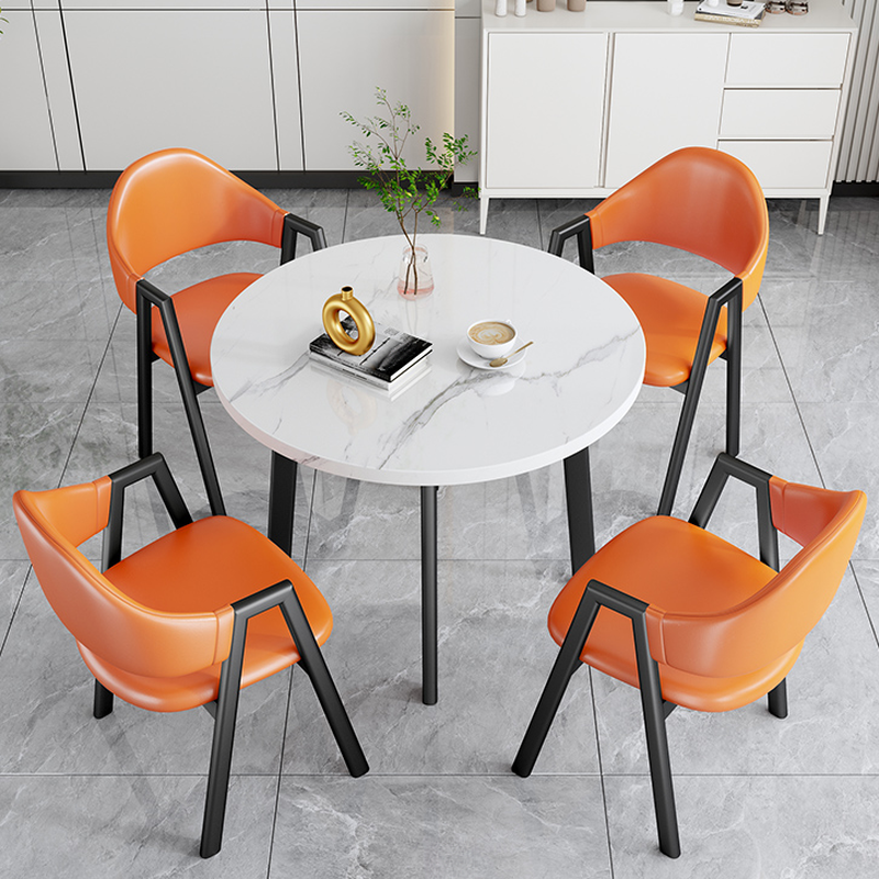 Dining Table Set with Rounded Shape and Padded Chair Back, Featuring Armrest and White Separable Table Top - image 14