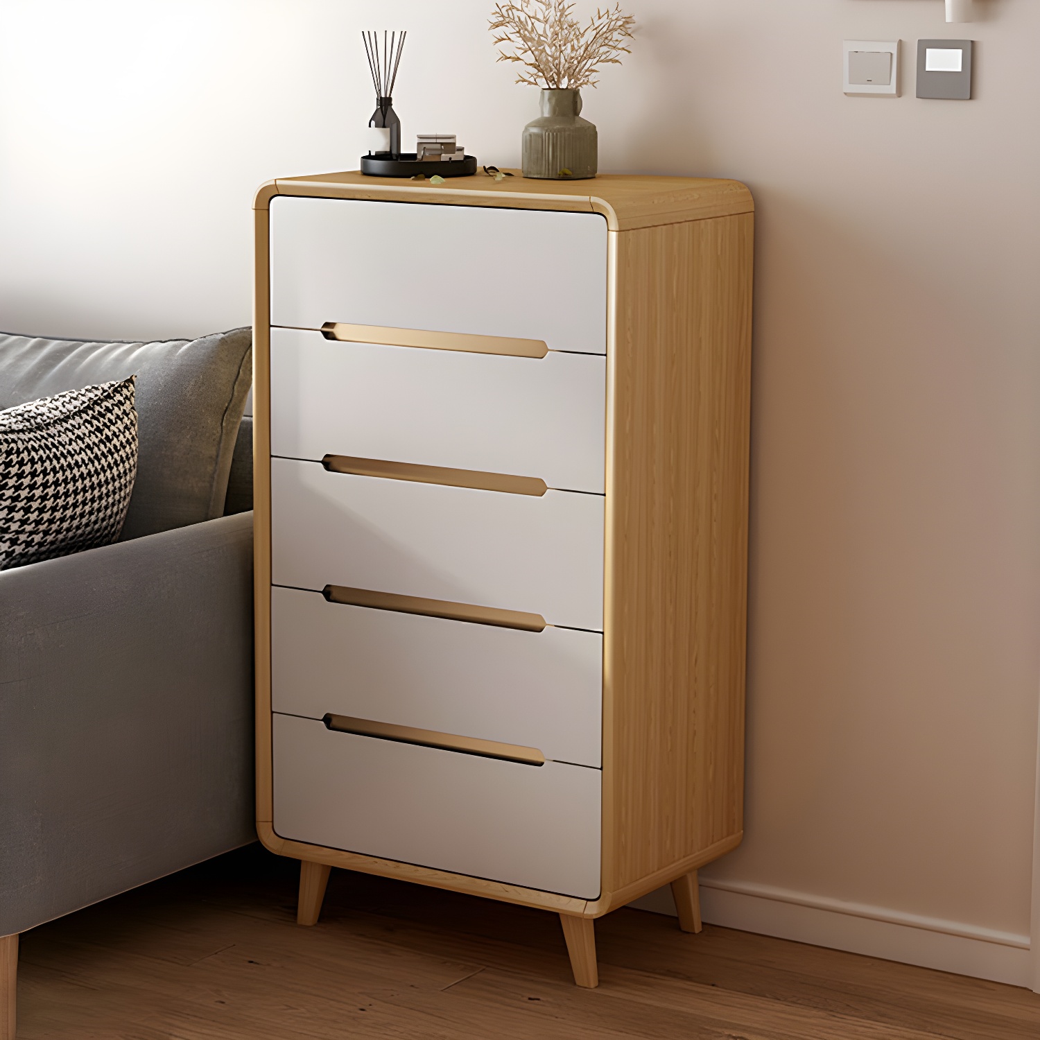 Modern Solid Wood Dresser with Narrow Profile and Drawers in Natural Finish - image 3