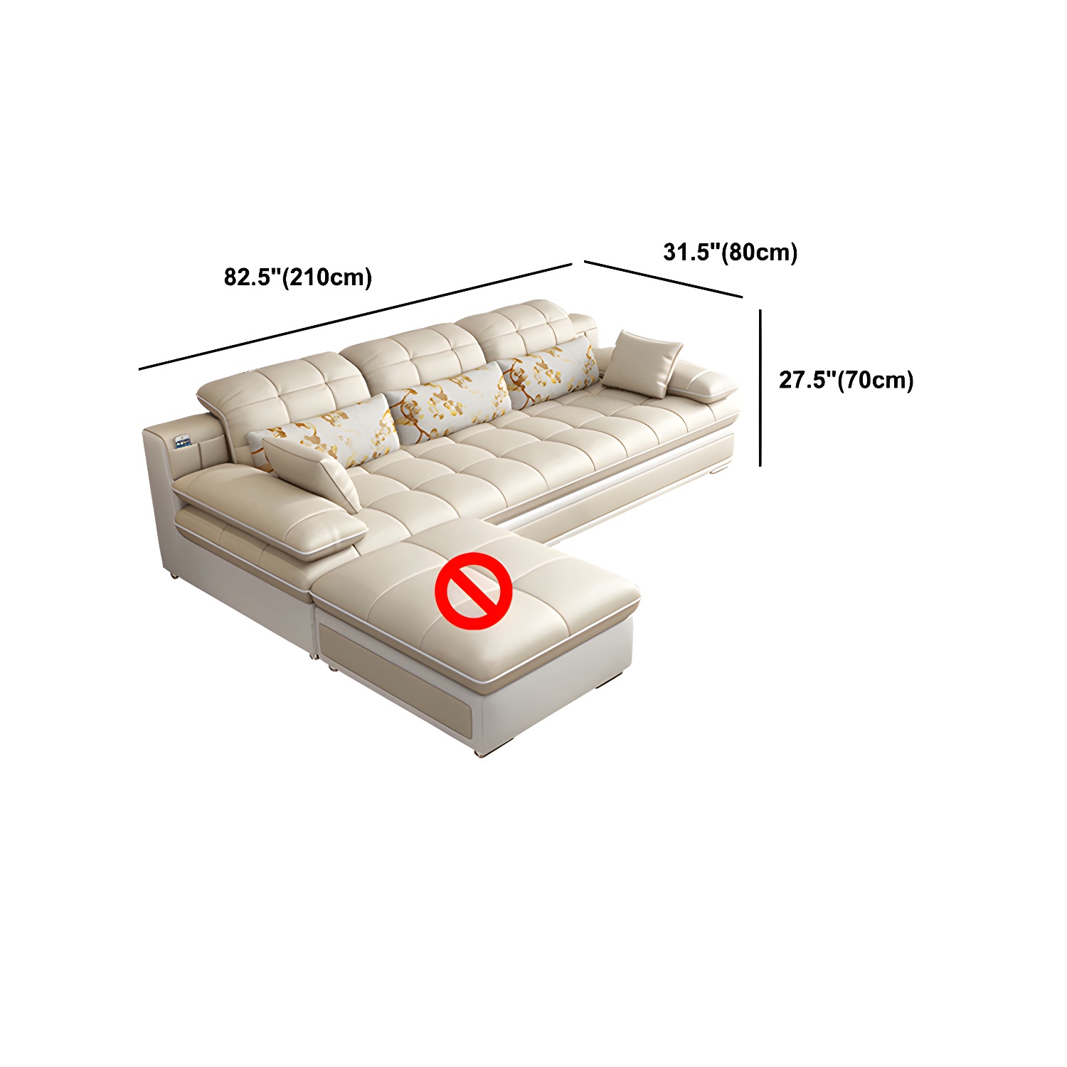 Contemporary Faux Leather Sofa & Chaise Biscuit Back Pillow Top Sofa - image 12