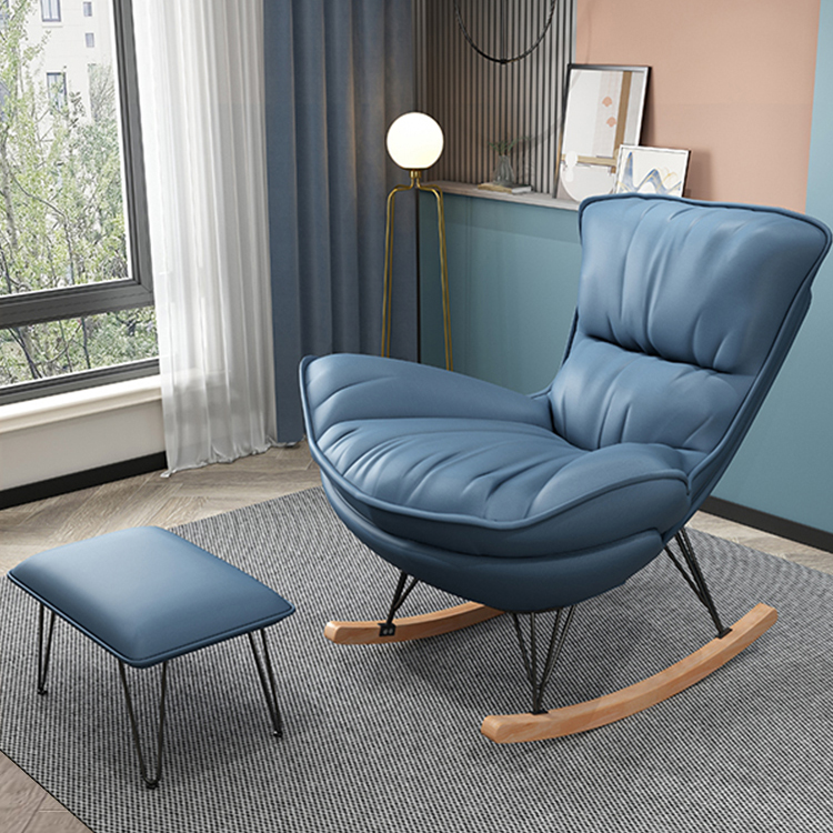 Indulgent Modern Upholstered Rocking Chair with Ottoman Perfect for Relaxation in Natural Wood Tone - image 13