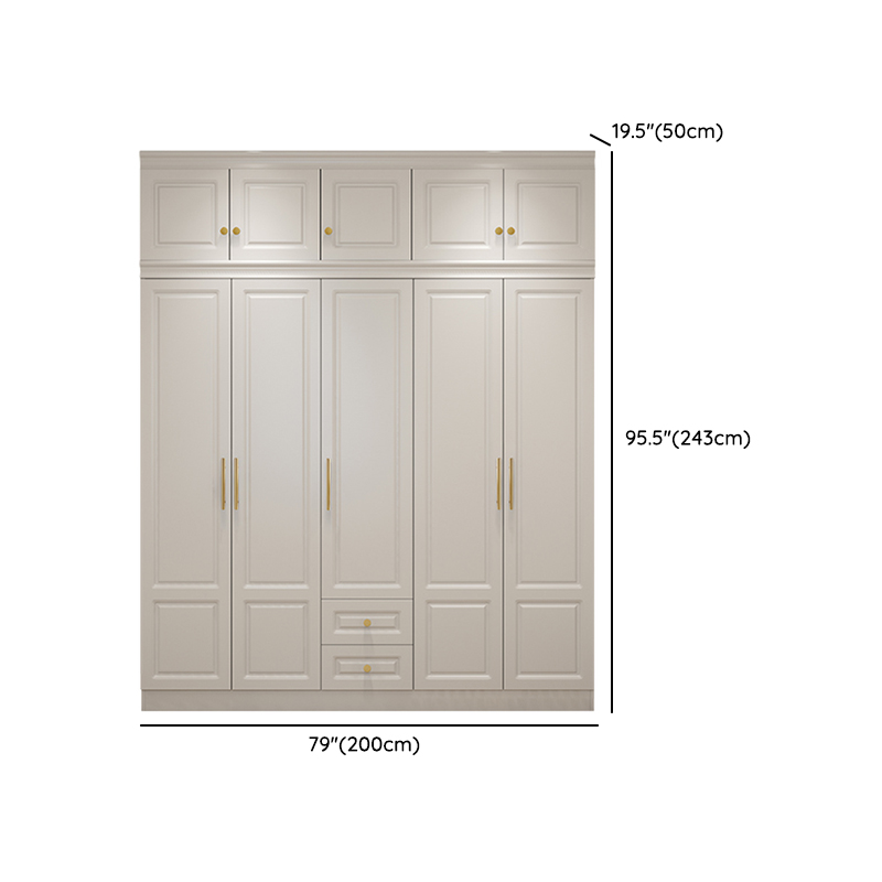 White Minimalist Lumber Wardrobe Closet with Soft Close Drawer, Soft Close Door, Interior Shelves, and Clothing Rod - image 17