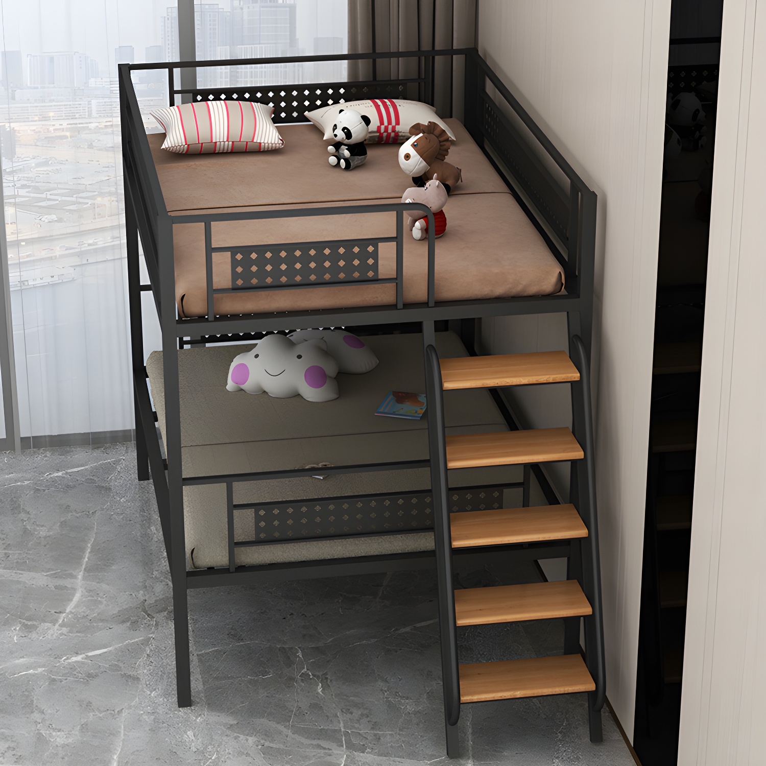 Simple and Chic Metal Frame Modern Bed with Headboard Included - image 10