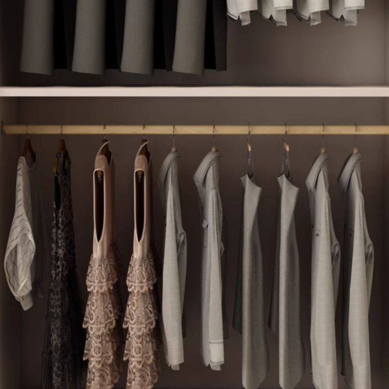 Minimalist Manufactured Wood Independent Wardrobe Closet with Soft Close Door, Interior Shelves, and Clothing Rod - image 5