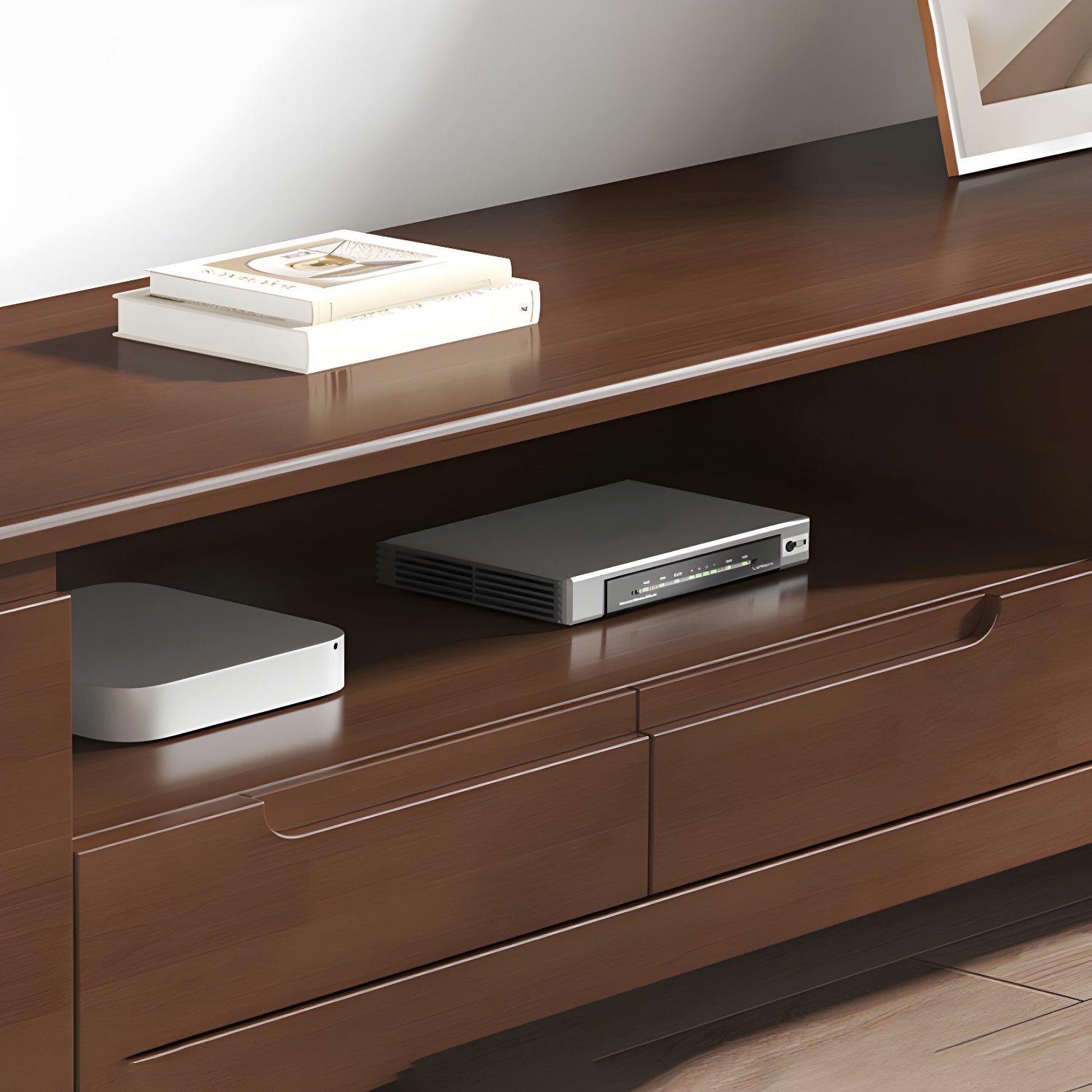Scandinavian TV Media Stand Solid Wood TV Media Console with Drawers - image 10