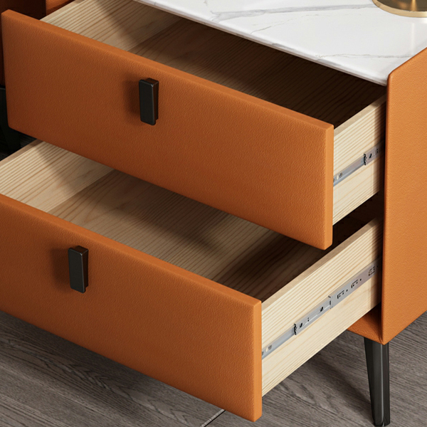 Contemporary 4 Legs Storage Drawer Nightstand with Black Handles for Bedroom - image 23