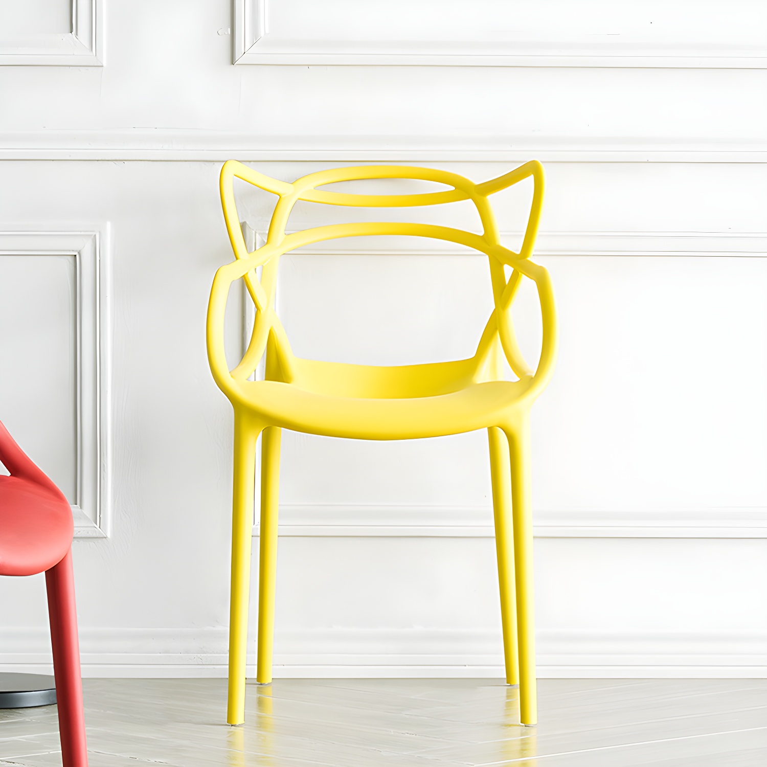 Open Back Dining Arm Chair Modern Indoor-Outdoor Plastic Chair - image 19