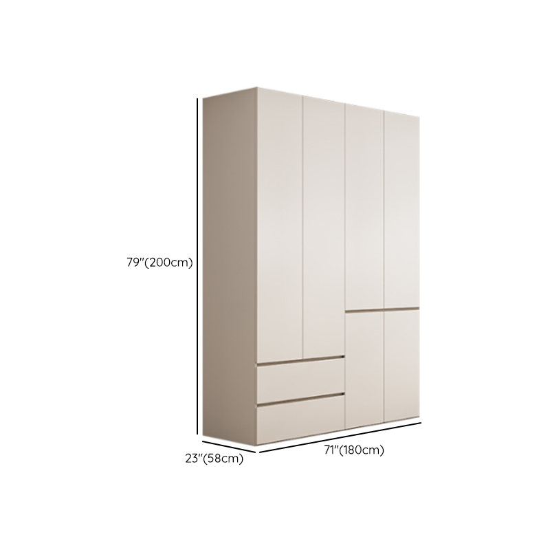 White Minimalist Manufactured Wood Wardrobe Closet with 2 Drawers, Soft Close Door, Interior Shelves, and Clothing Rod - image 9