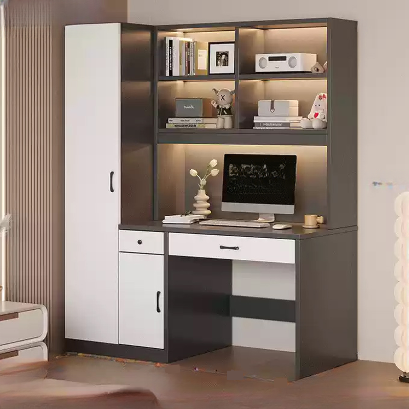 Art Deco Composite Wood Wardrobe Armoire with Flexible Shelf, Soft Close Drawer and Door, Clothing Rod Included