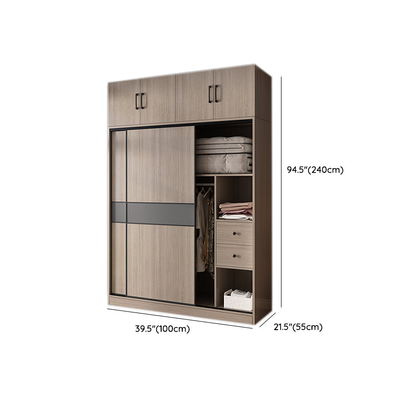 Rustic Brown Self-supporting Armoire Cabinet Pine with Shelves - image 16