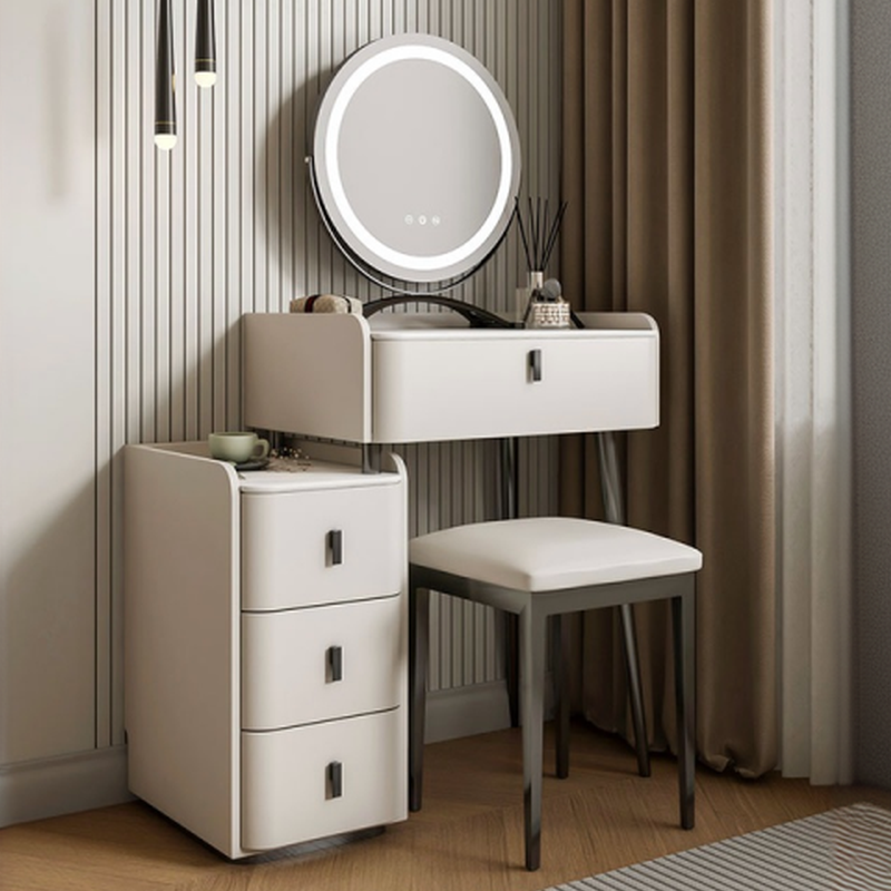 Orange/Gray/Beige Vanity Set with Drawers and Adjustable Brightness Mirror - image 5