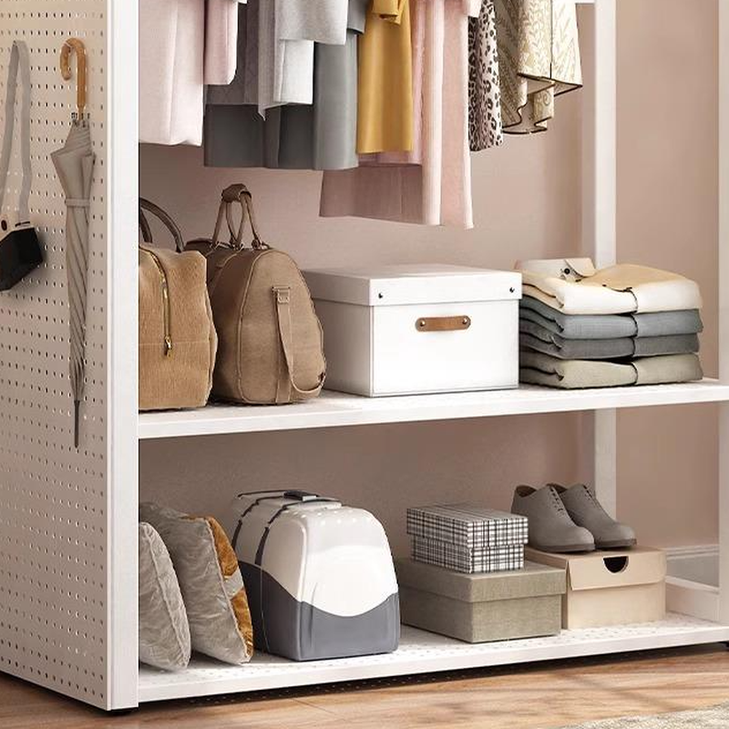 Chalk Modish Alloy Wardrobe Closet with Interior Shelves and Clothing Rod - image 7