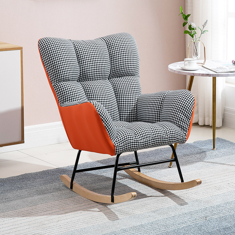 Contemporary Alloy Cushioned Living Room Rocking Chair 2 Piece Set with Footstool & Recessed Arm - image 10