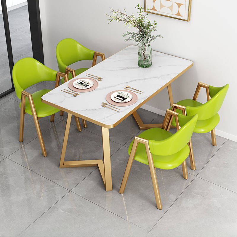 Glamorous Stone Top Sleigh Base Dining Table Set - image 9