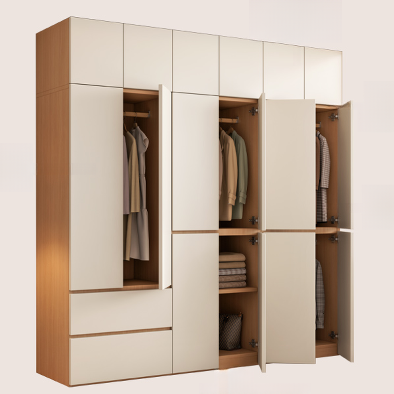 Chalk Modish Laminate Wardrobe Closet with Soft Close Drawer, Soft Close Door, Interior Shelves, and Clothing Rod - image 3