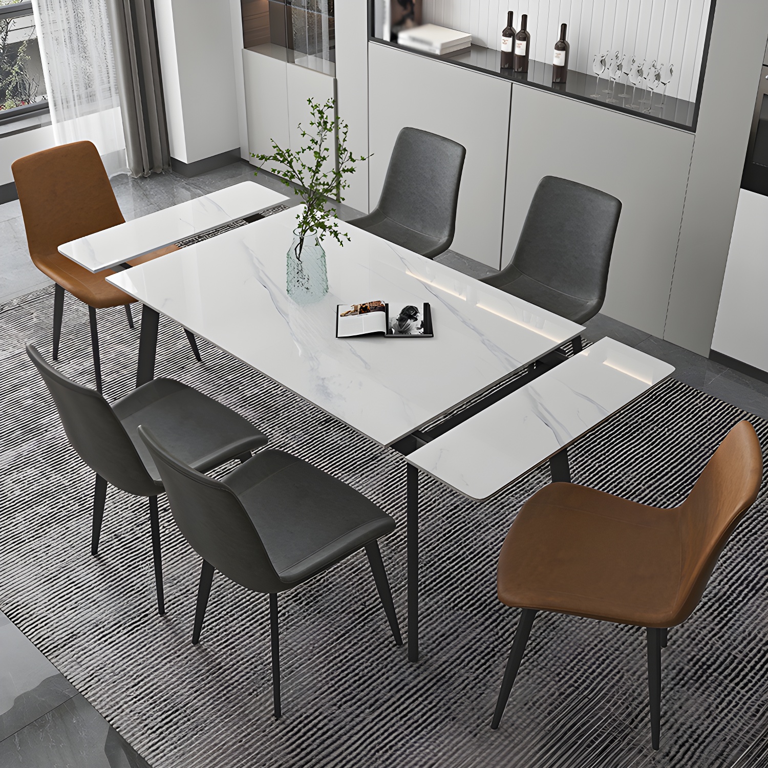 Contemporary 1/4/5/7 Pieces Dining Set Rectangle Dining Table Set with 4 Legs