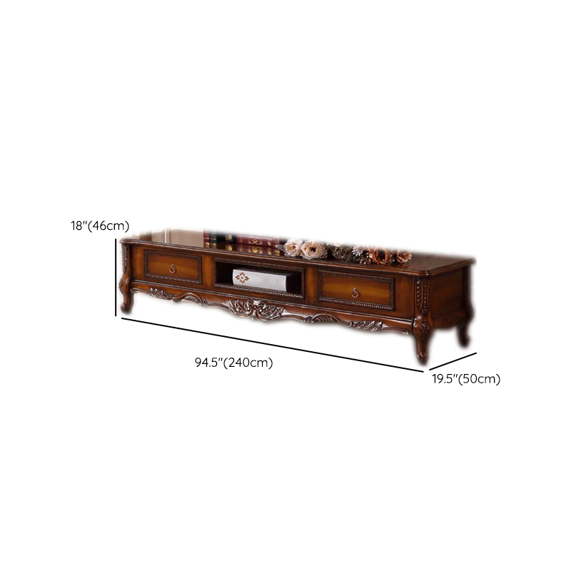 Scandinavian Brown TV Stand with Drawers & Shelves and Low Height featuring Open Storage - image 12