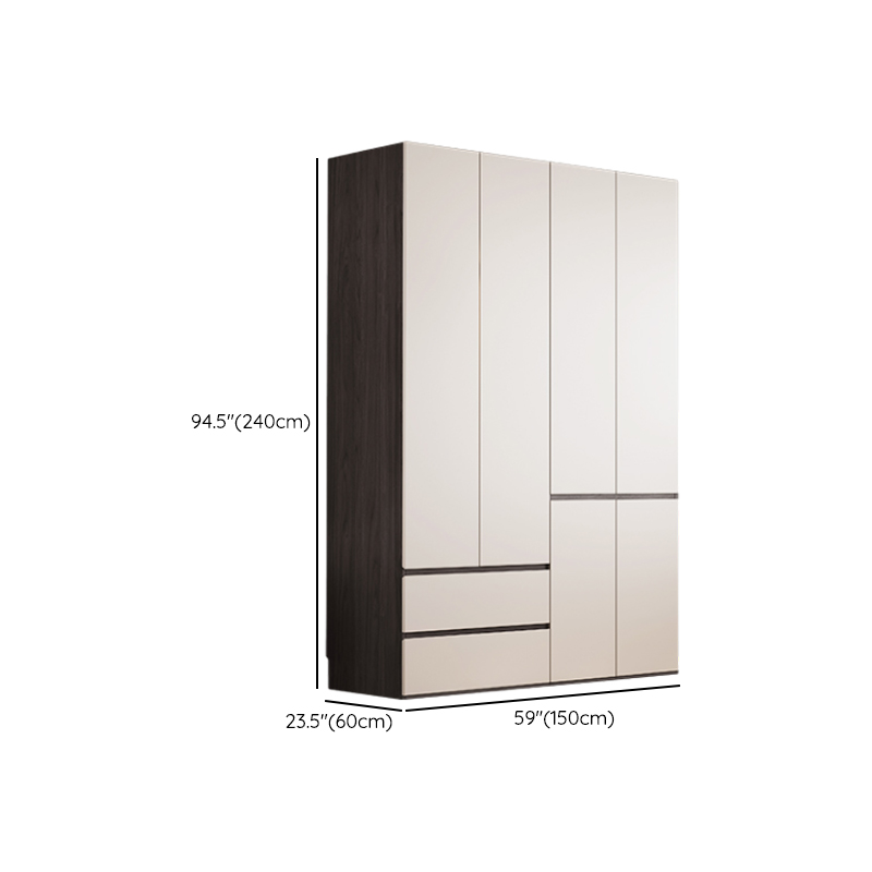 White Minimalist Manufactured Wood Independent Wardrobe Closet with Soft Close Drawer, Soft Close Door, and Interior Shelves - image 25