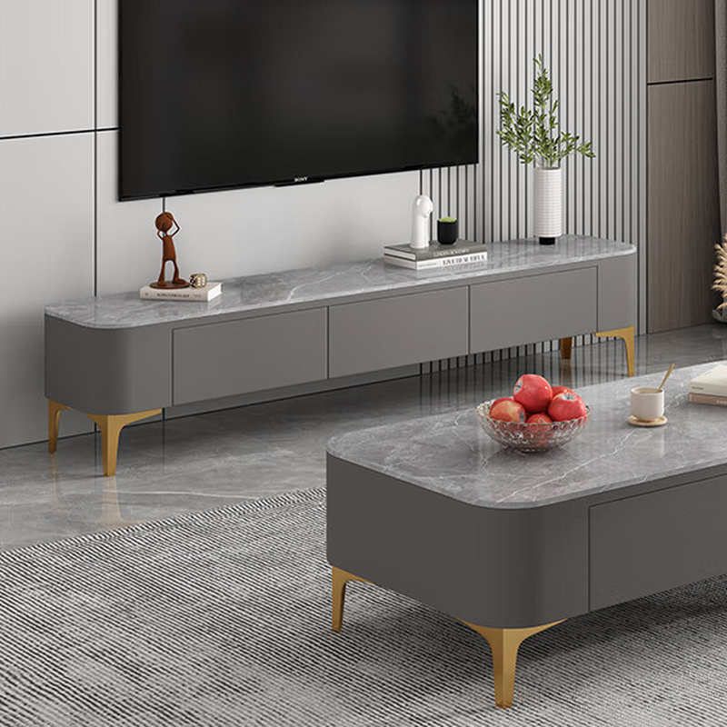 Modish Vitreous TV Stand with 3 Drawers for Sitting Room - image 7