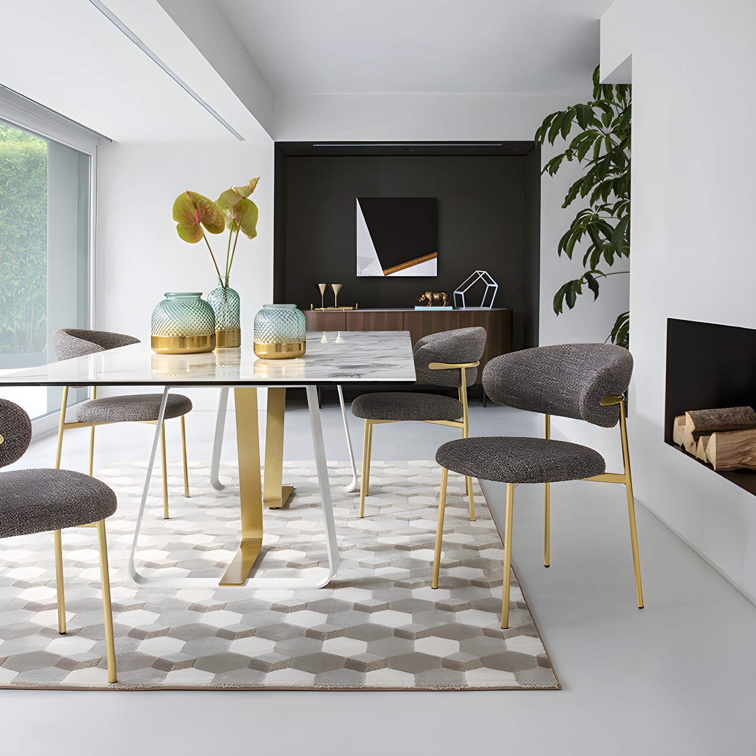 Restaurant Scandinavian Upholstered Side Chair Matte Finish Open Back Dining Chair - image 16