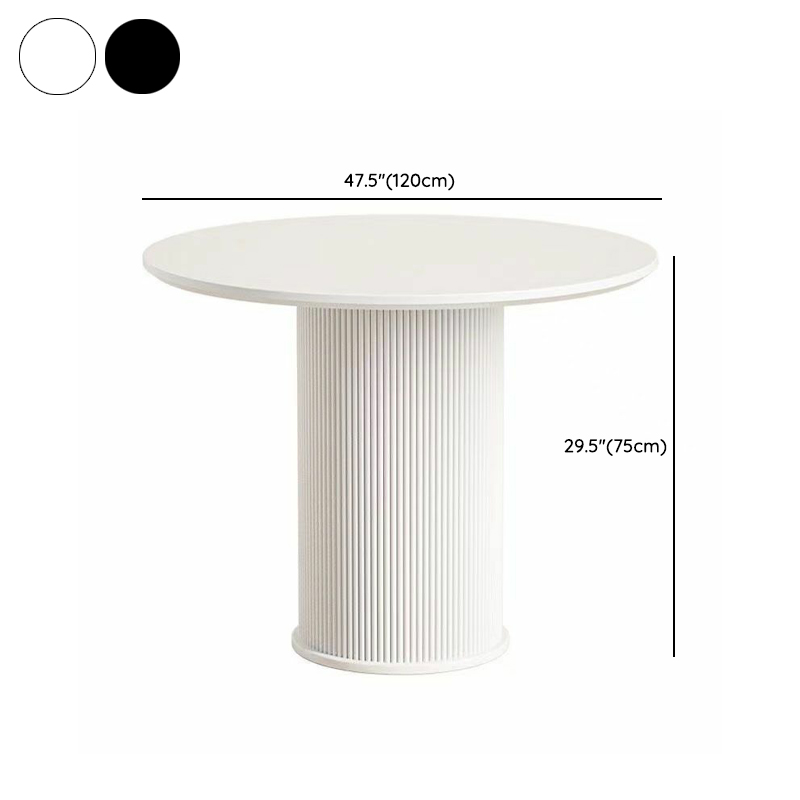 Minimalist Sintered Stone Rounded Fixed Dining Table with Single Ribbed Leg for 2 People/for 4 - image 17