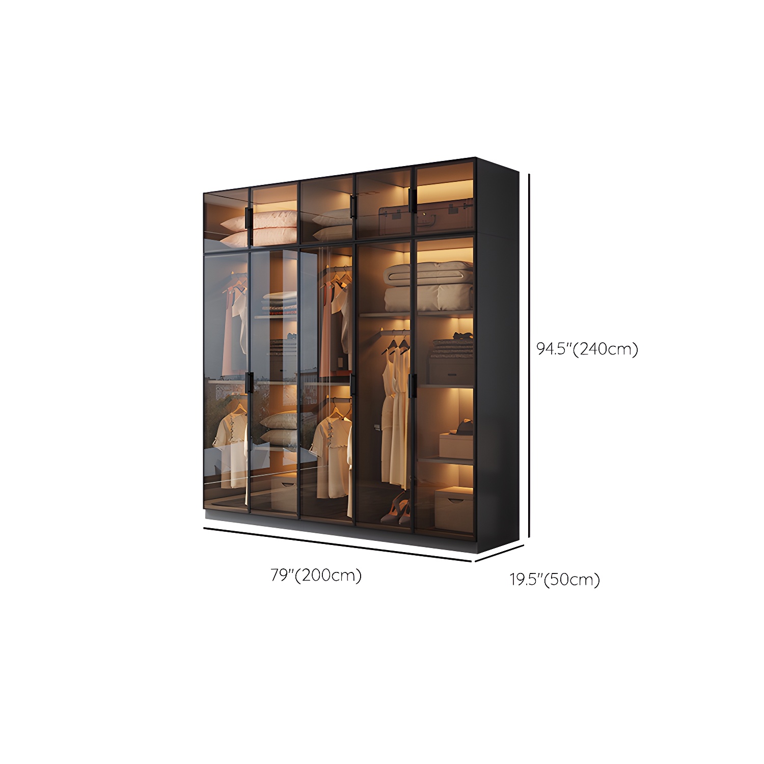 Freestanding Tempered Glass Wardrobe Modern Wardrobe with Garment Rod - image 19