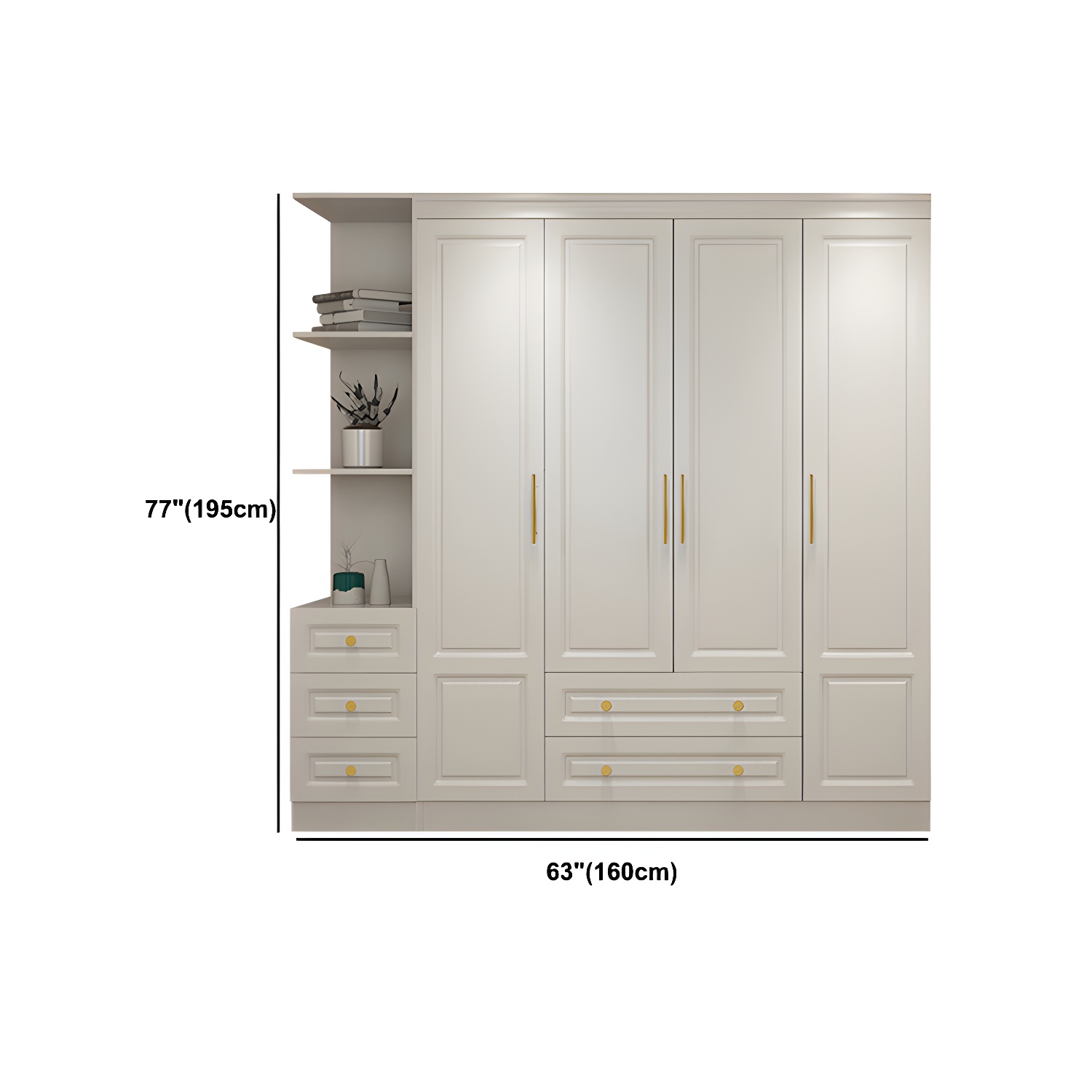 Hinged White Wardrobe Armoire Engineered Wood Wardrobe Closet - image 25