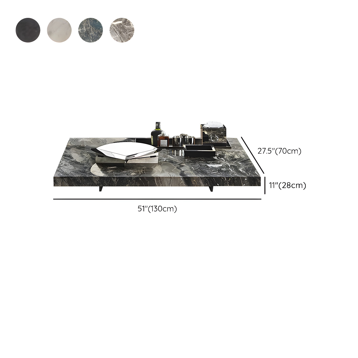 No Distressing Coffee Table Pedestal Faux Marble Square Cocktail Table - image 12