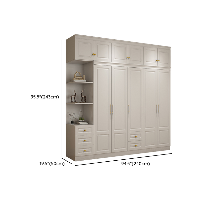 White Minimalist Lumber Wardrobe Closet with Soft Close Drawer, Soft Close Door, Interior Shelves, and Clothing Rod - image 27