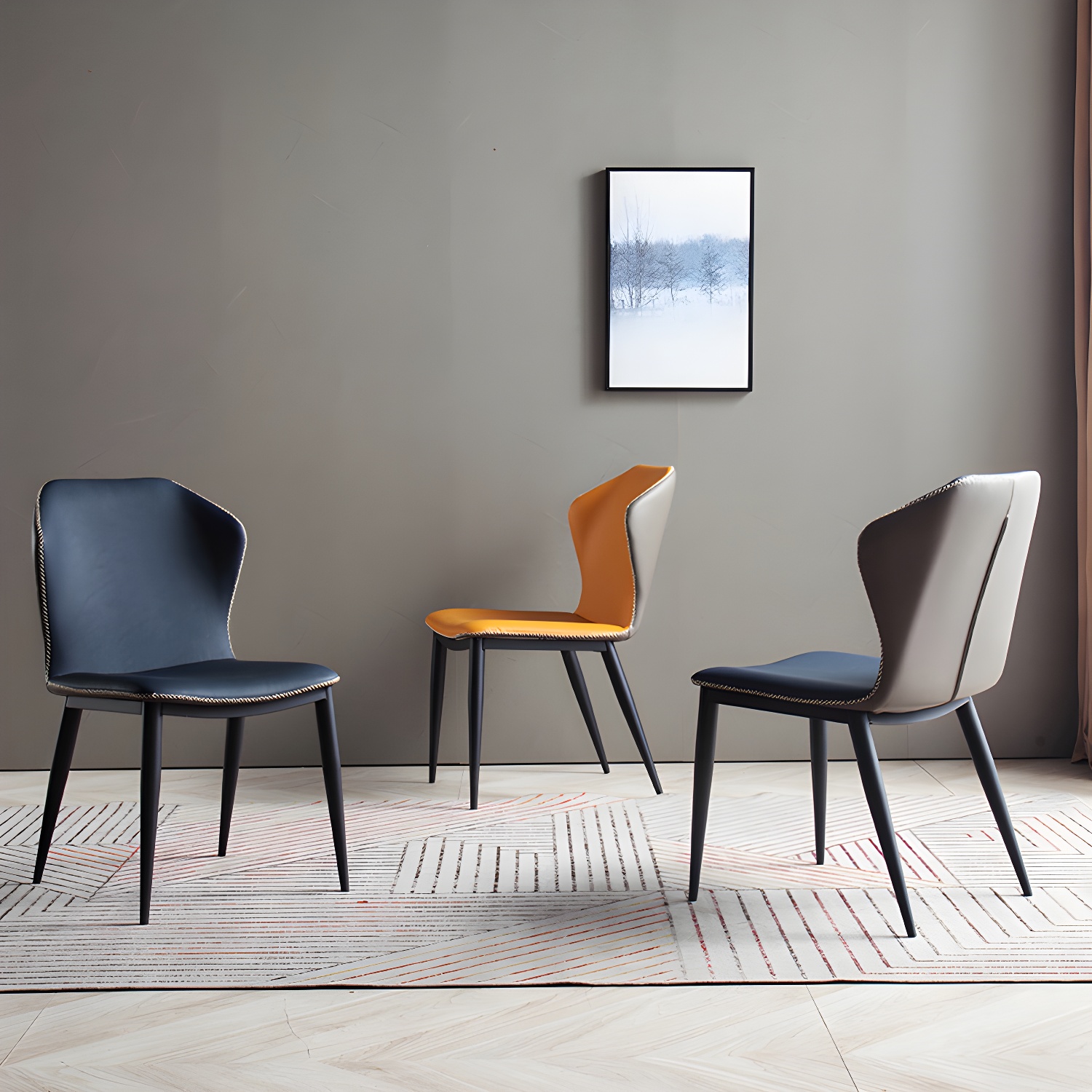 Modern Leather Home Side Chair Wingback Matte Finish Dining Chair - image 17