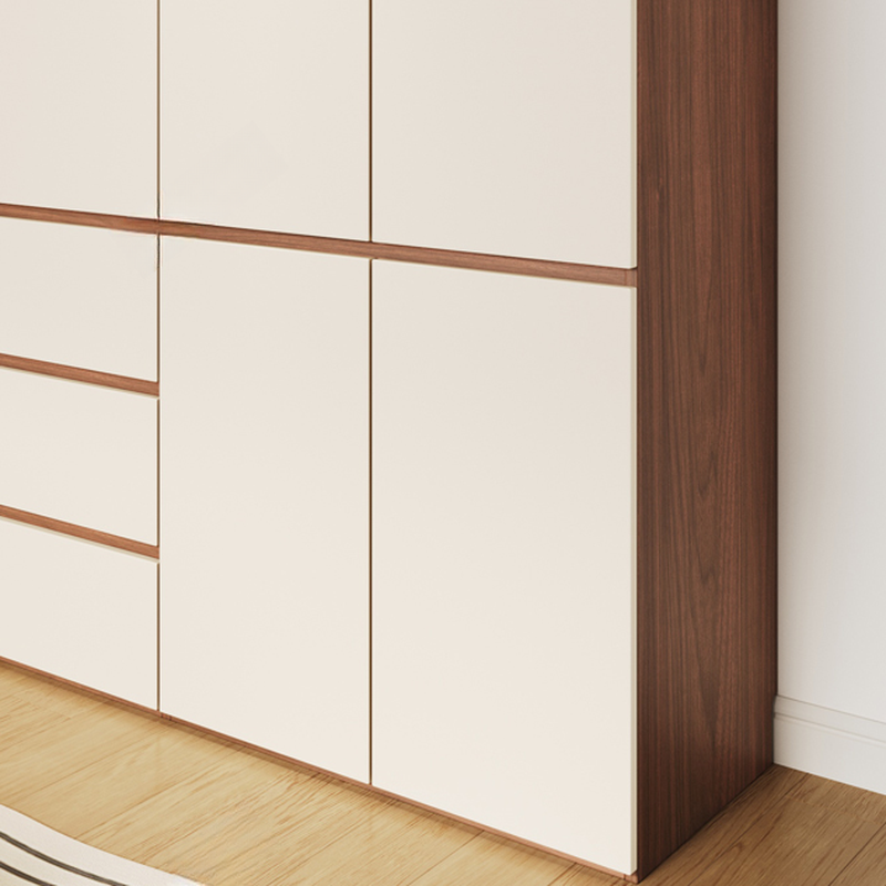 Beige Minimalist Manufactured Wood Wardrobe Closet with Soft Close Drawer, Soft Close Door, Interior Shelves, and Clothing Rod - image 5