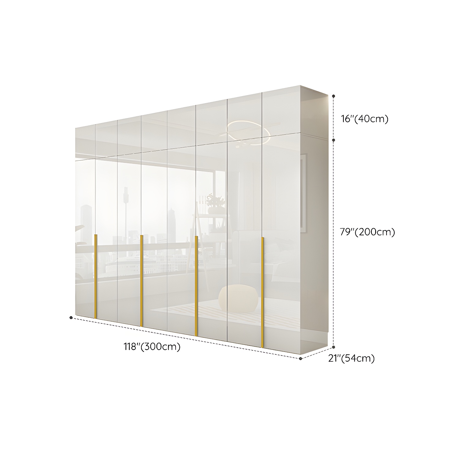 White Modern Style Wardrobe Cabinet Engineered Wood with Garment Rod - image 30