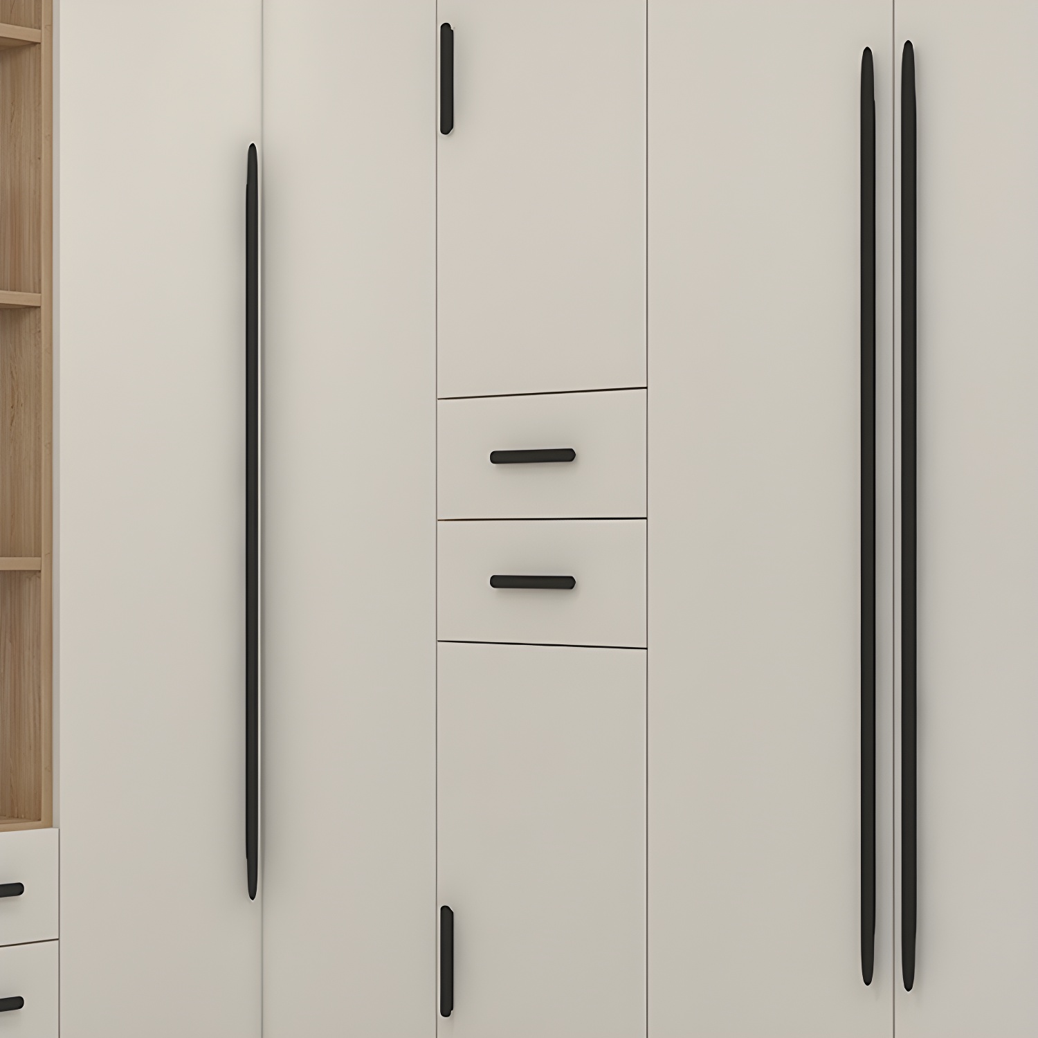 Contemporary Wooden Wardrobe Armoire 80" with Shelves & Soft Close Drawers - image 7