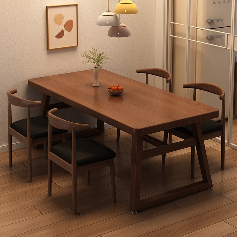 Rectangle Manufactured Wood Dining Table Set for 6/4 People with Padded Chairs, Back Support, and Brown Top - image 3